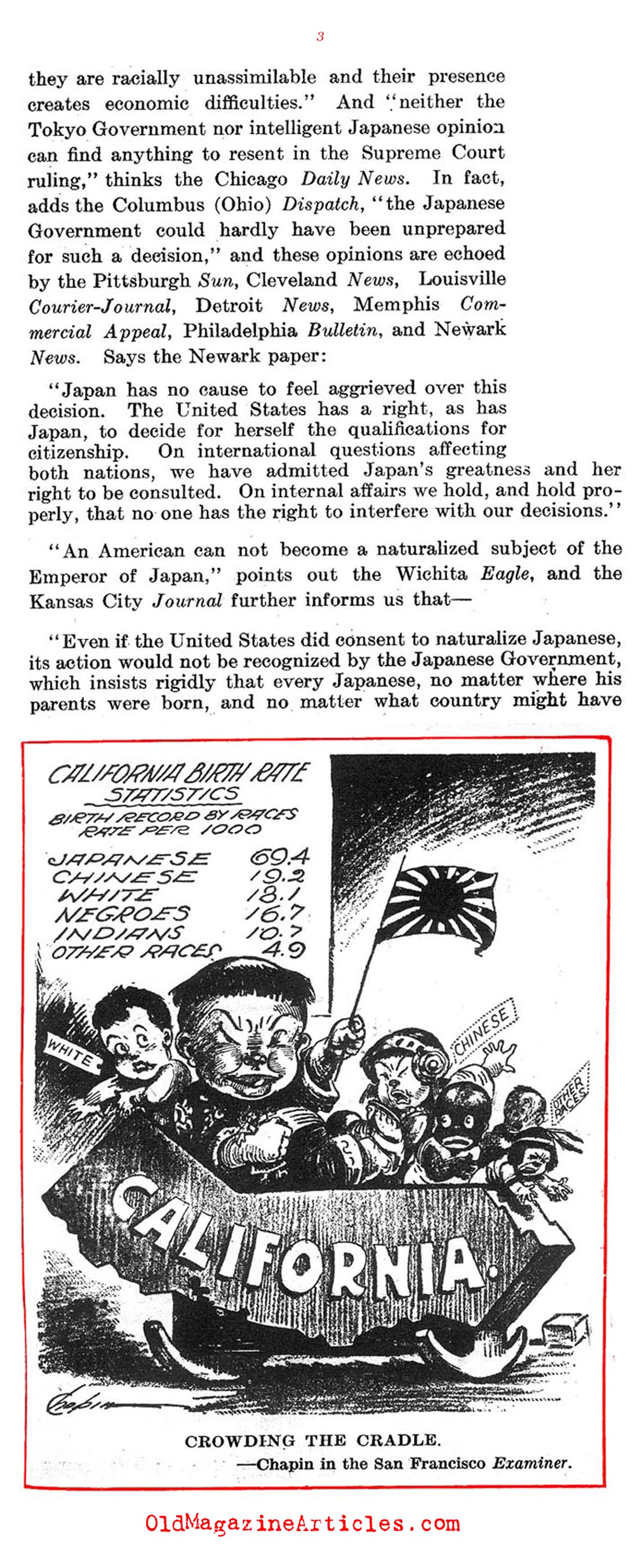 No Citizenship for Japanese Immigrants (Literary Digest, 1922)